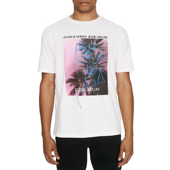 Eleven Paris 21F1TS38 Mens Sz XL White Helleven Paradis Logo Graphic T-Shirt $60 - Picture 1 of 5